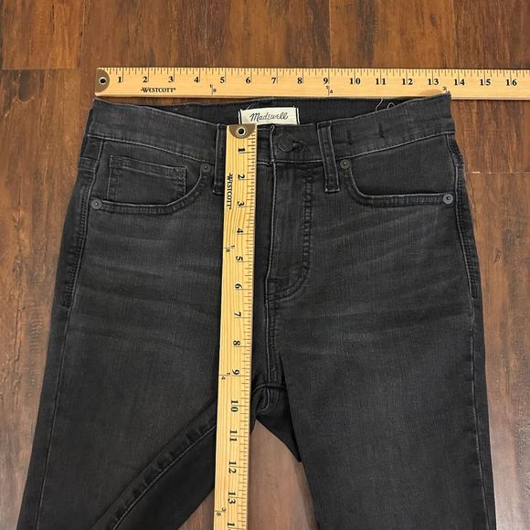 MADEWELL Distressed Destroyed 9" Mid-Rise Skinny Jeans in Black #H2230 - Picture 11 of 12